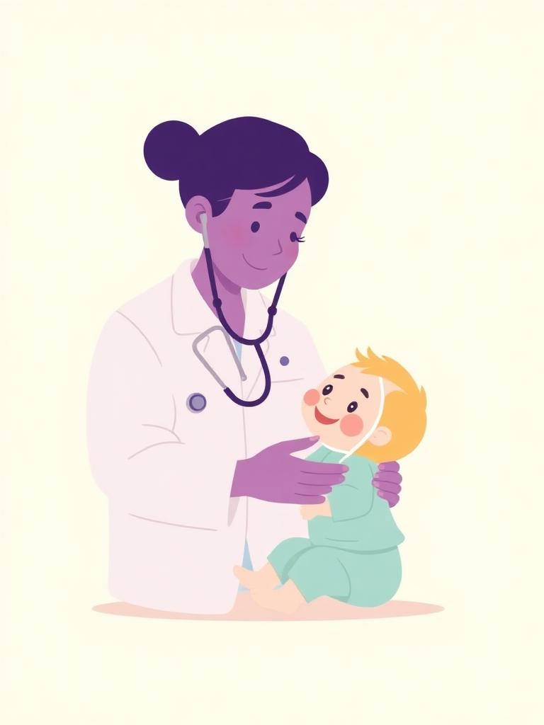 Pediatra avaliando uma criança em consulta tranquila